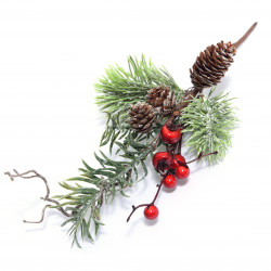 Christmas twig with cones and hawthorn - 30 cm