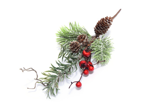 Christmas twig with cones and hawthorn - 30 cm