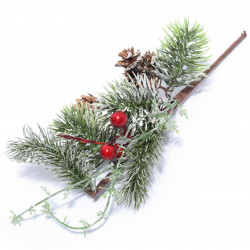 Christmas twig with cones and hawthorn - 30 cm