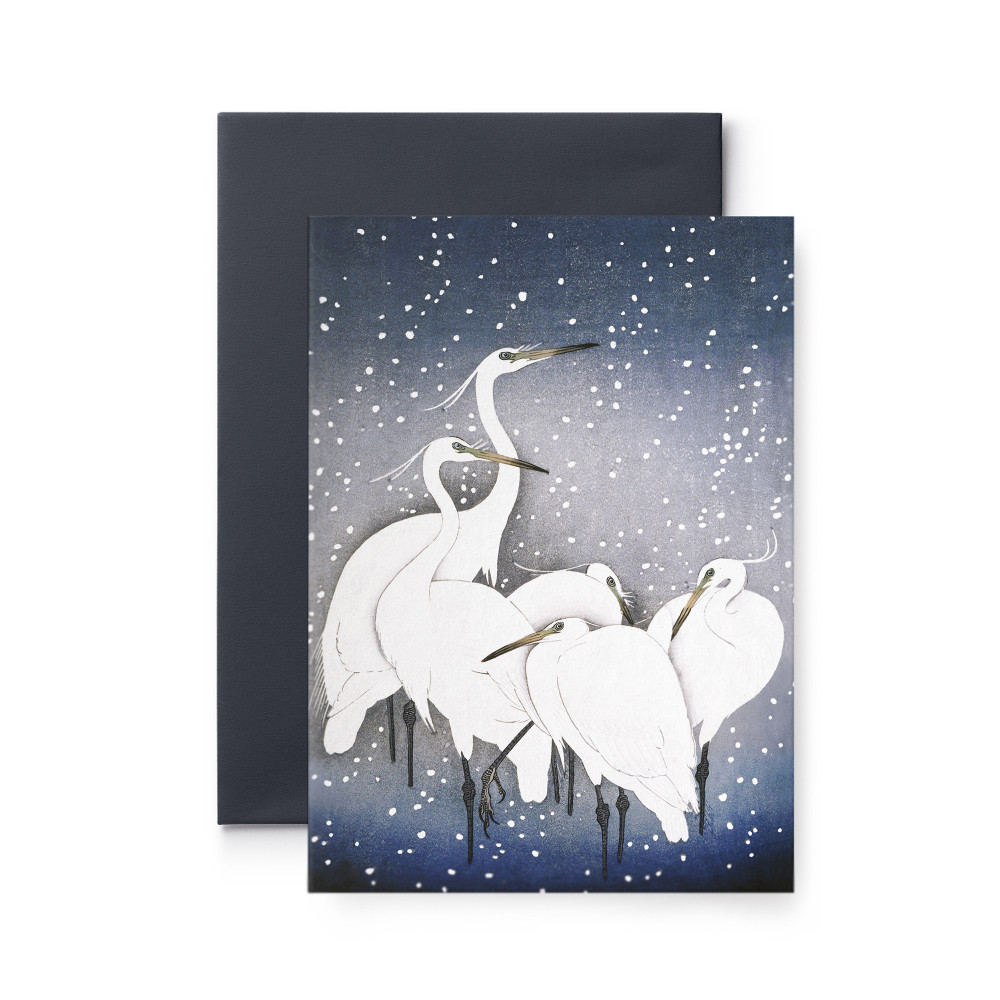 Kartka okolicznościowa - Suska & Kabsch - Zimowe żurawie, 15,6 x 10,8 cm