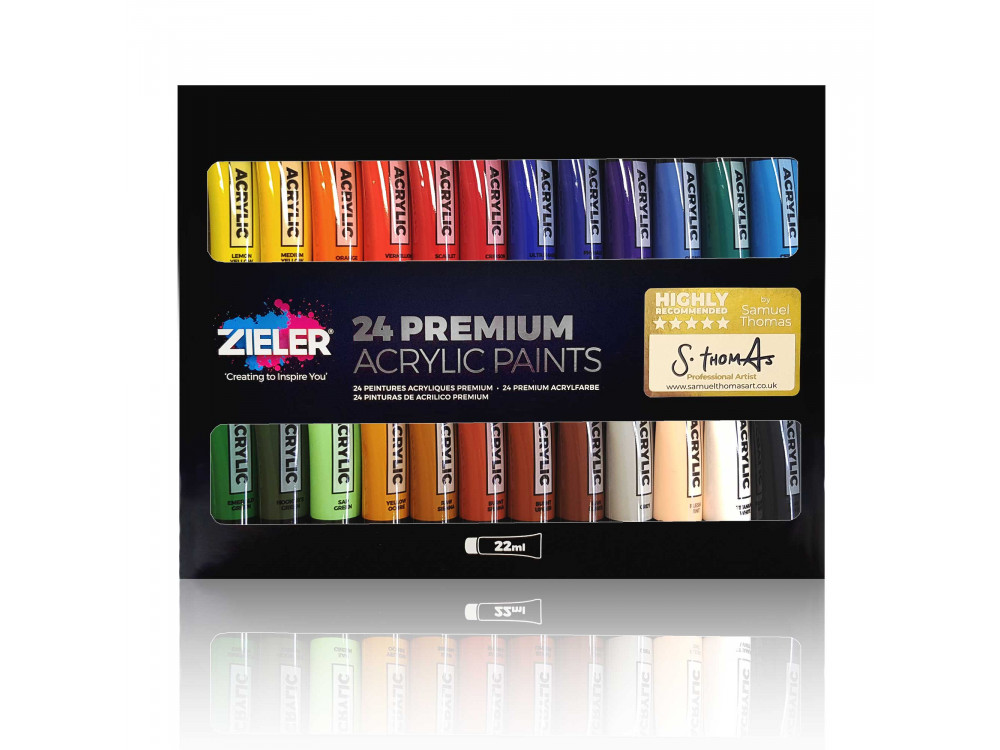 Set of premium acrylic paints - Zieler - 24 colors x 22 ml
