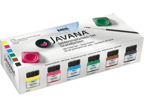 Zestaw farb do jedwabiu i jasnych tkanin Javana - Kreul - 6 kolorów x 20 ml