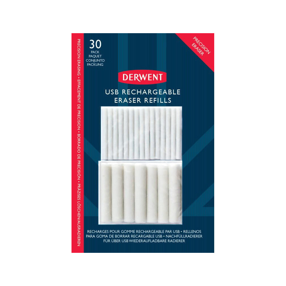 Rechargeable Eraser Refills - Derwent - 30 pcs.