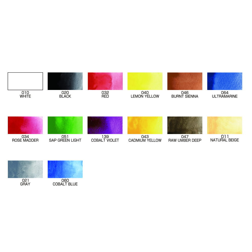 Zestaw farb akwarelowych Gansai Tambi Portable - Kuretake - 14 kolorów