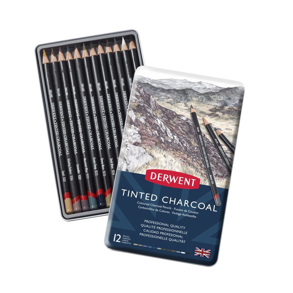 Tinted charcoal pencils - Derwent - 12 pcs