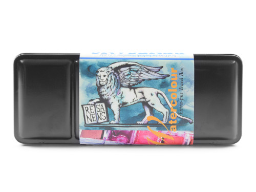 Half pans watercolors set in metal case - Renesans - 36 pcs