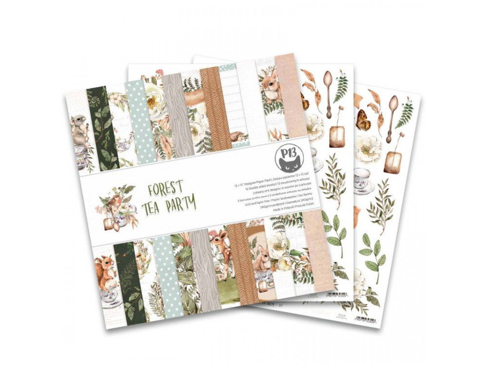 Set of scrapbooking papers 30,5 x 30,5 cm - Piątek Trzynastego - Forest Tea Party