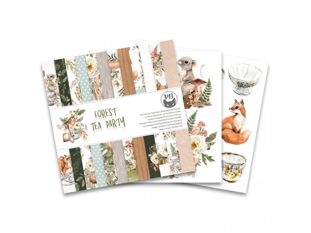Set of scrapbooking papers 15 x 15 cm - Piątek Trzynastego - Forest Tea Party