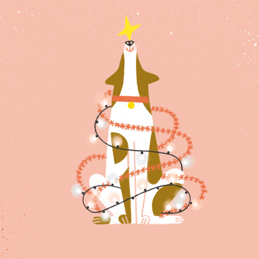 Kartka okolicznościowa - PiesKot - Christmas Tree-k, 14,5 x 14,5 cm
