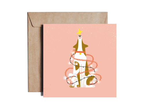 Greeting card - Pieskot - Christmas Tree-k, 14,5 x 14,5 cm