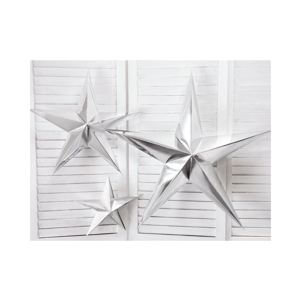 Gwiazda dekoracyjna, papierowa - srebrna, 30 cm