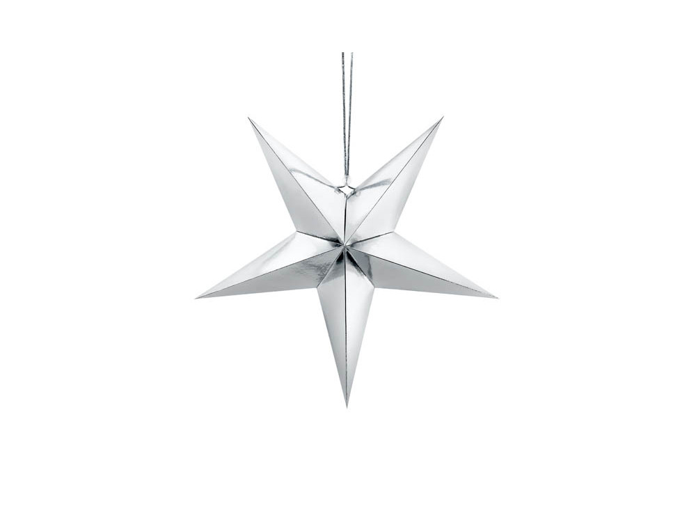 Gwiazda dekoracyjna, papierowa - srebrna, 45 cm