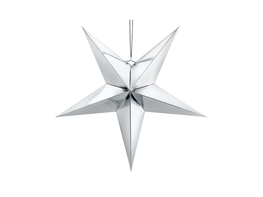 Gwiazda dekoracyjna, papierowa - srebrna, 70 cm