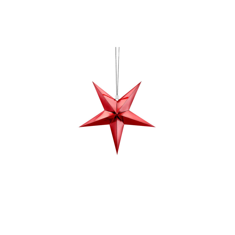 Gwiazda dekoracyjna, papierowa - czerwona, 30 cm