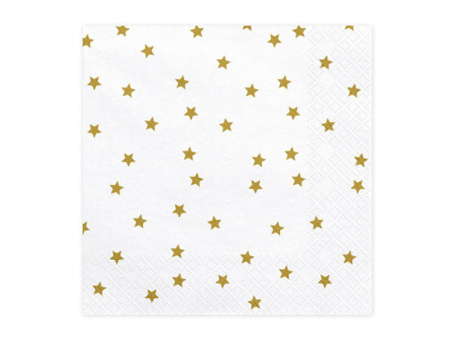 Serving napkins with stars - white and gold, 20 pcs.