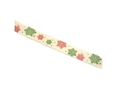 Christmas ribbon - colorful snowflakes, 15 mm, 9 m