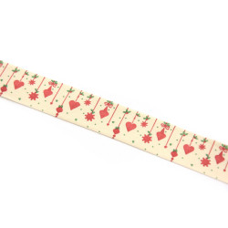 Christmas ribbon - red stars, 20 mm, 9 m