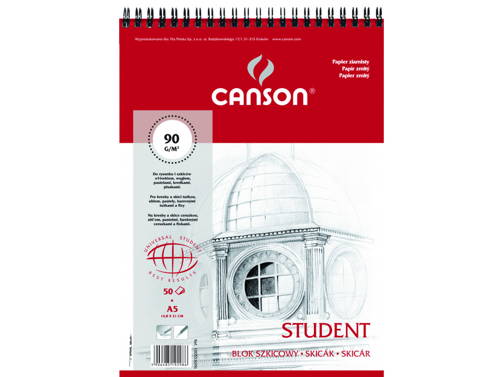 Sketch pad Student A5 - Canson - spiral-bound, 90 g, 50 sheets