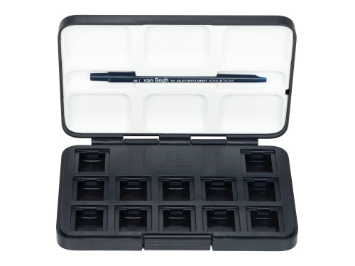 Case, pocket box for watercolor half pans - Van Gogh - black, 12 pcs.
