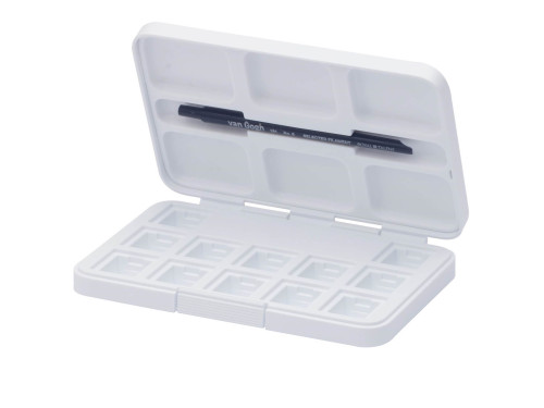Case, pocket box for watercolor half pans - Van Gogh - white, 12 pcs.