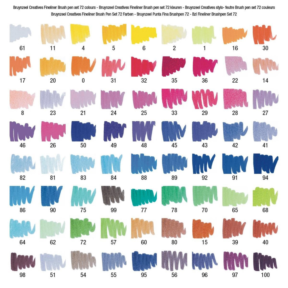 Zestaw dwustronnych pisaków pędzelkowych - Bruynzeel - 72 kolory