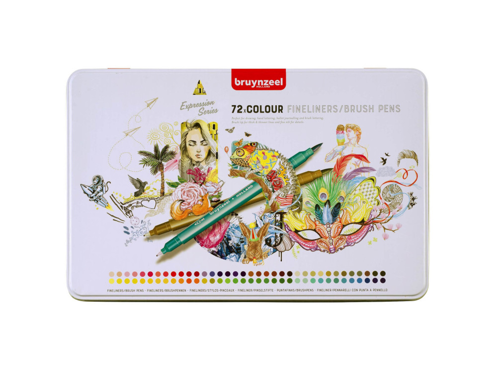 Zestaw dwustronnych pisaków pędzelkowych - Bruynzeel - 72 kolory