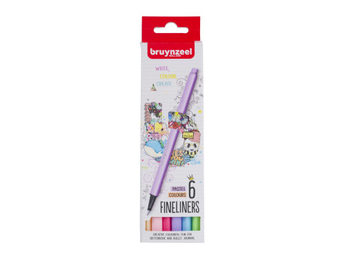 Fineliners set - Bruynzeel - Pastel, 6 pcs