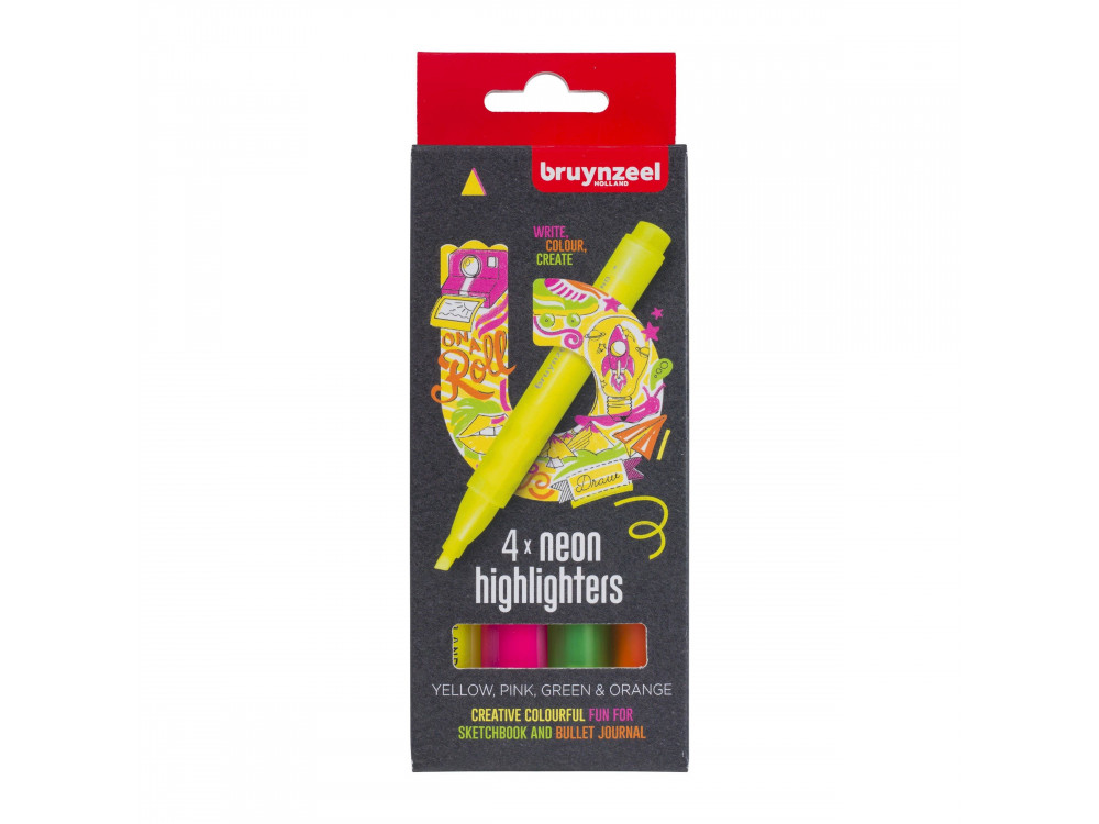 Zestaw zakreślaczy - Bruynzeel - Neon, 4 szt.