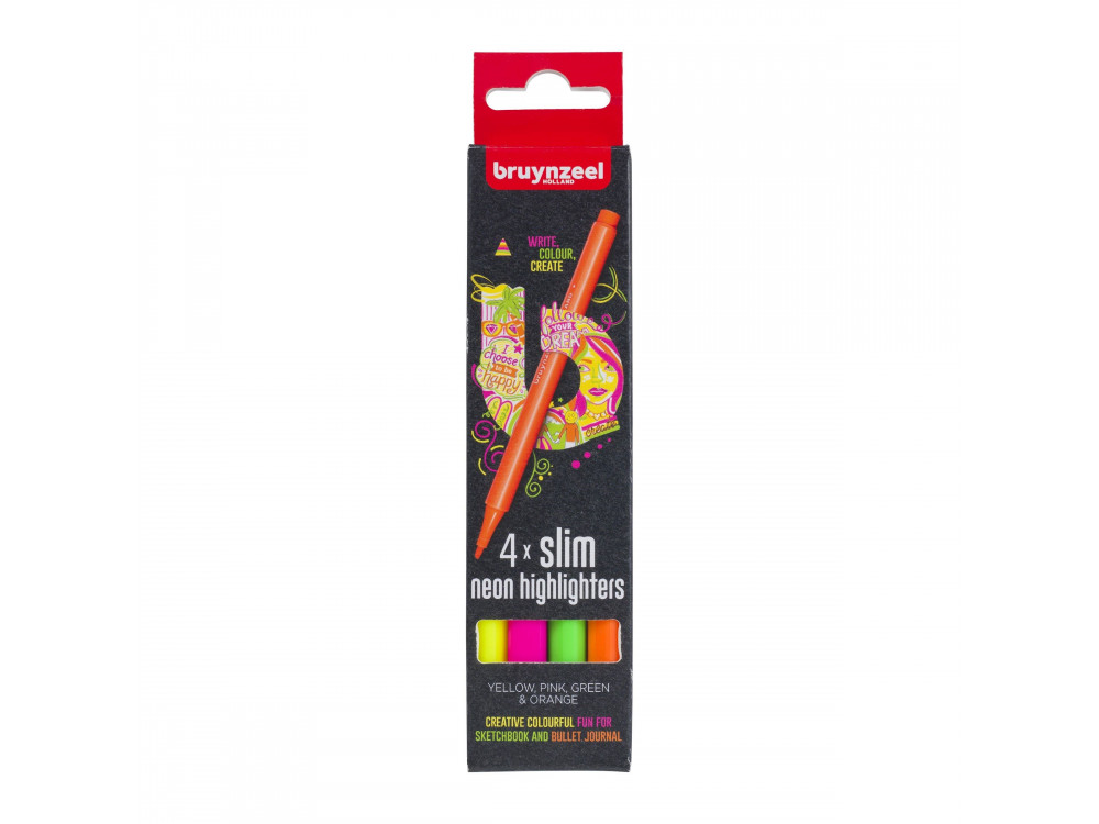 Slim highlighters set - Bruynzeel - Neon, 4 pcs