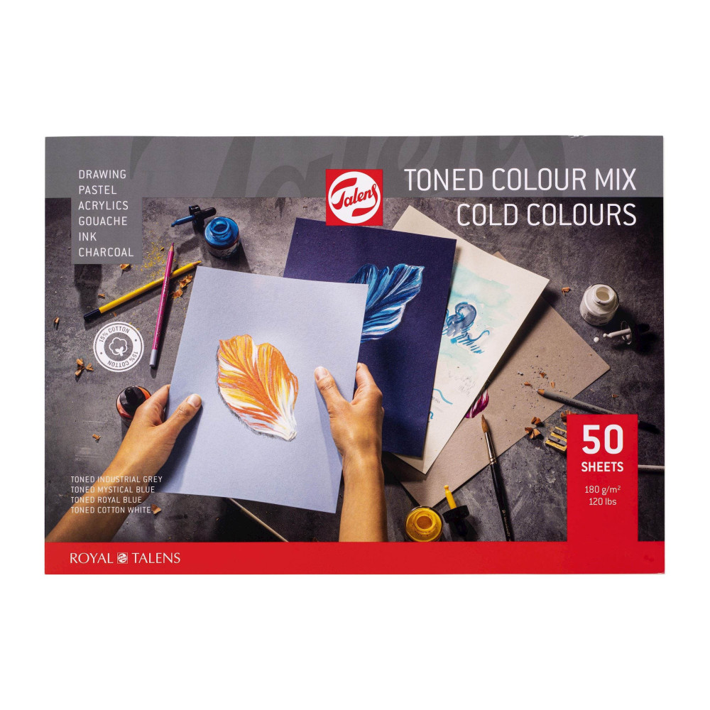 Blok uniwersalny Toned Color, A4 - Talens - zimne kolory, 180 g, 50 ark.