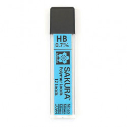 Wkłady grafitowe do ołówków 0,7 mm - Sakura - HB, 12 szt.