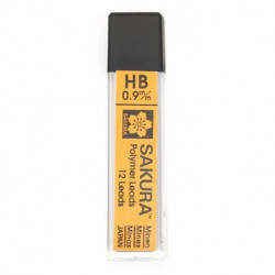 Mechanical pencil lead refills, 0,9 mm- Sakura - HB, 12 pcs.