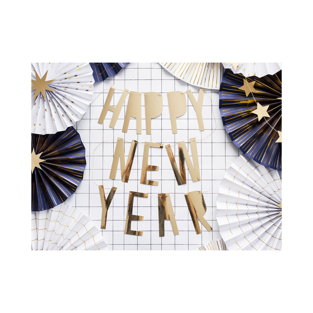 Happy New Year banner - gold, 10 x 90 cm