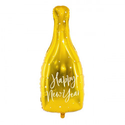 Foil balloon champagne bottle, Happy New Year - gold, 32 x 82 cm