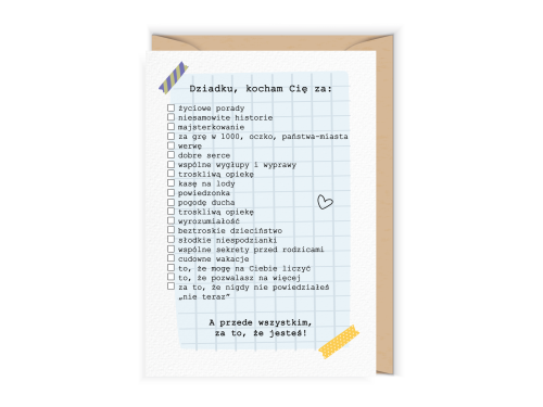 Kartka okolicznościowa - Cudowianki - Dziadku, kocham Cię, 12 x 17 cm