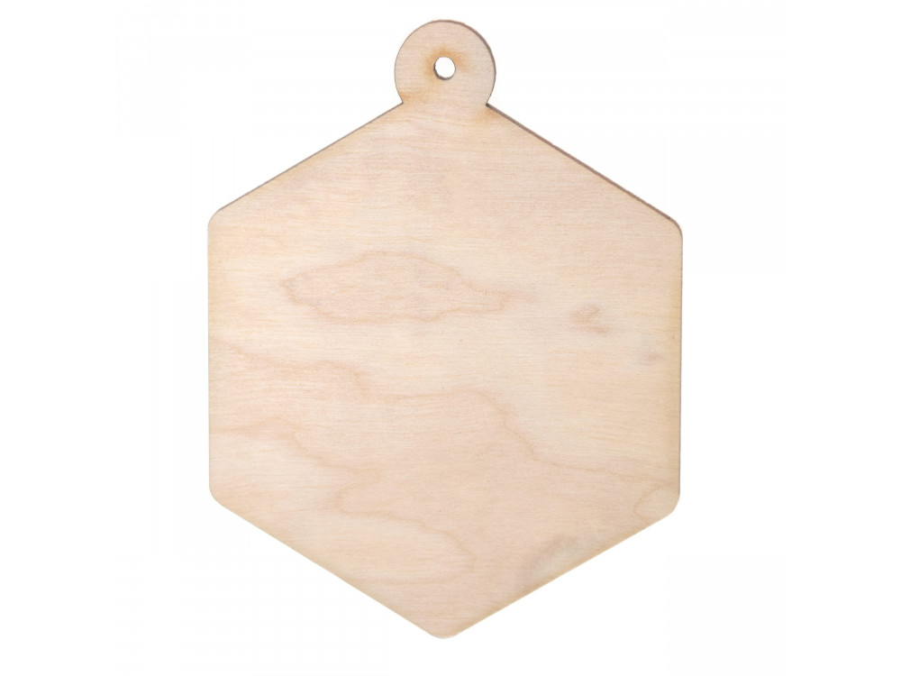 Wooden hexagon pendant - Simply Crafting - 9 cm