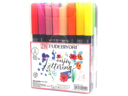 Set of Zig Fudebiyori Brush Pen - Kuretake - 24 colors