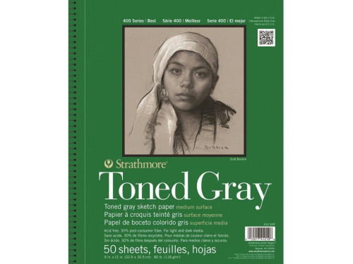 Toned Gray sketch paper 23 x 31 cm - Strathmore - 118 g, 50 sheets