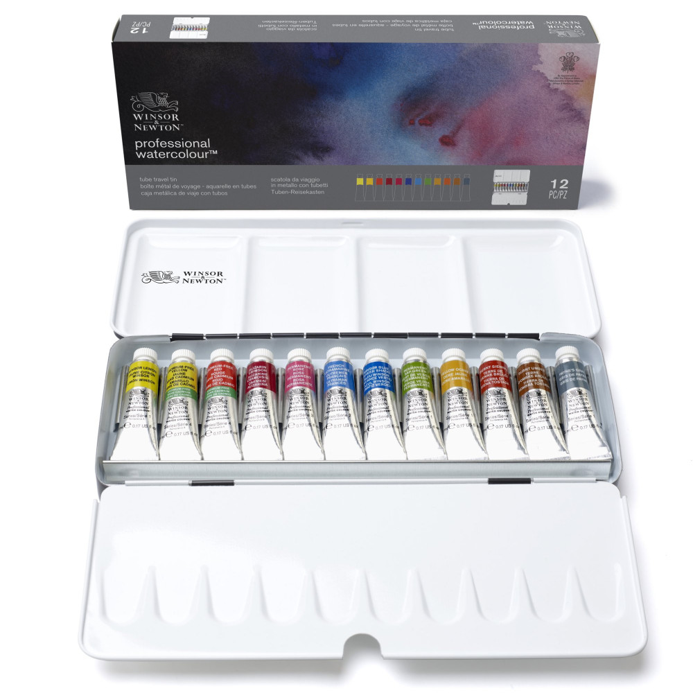 Zestaw farb akwarelowych Professional - Winsor & Newton - 12 kolorów x 5 ml