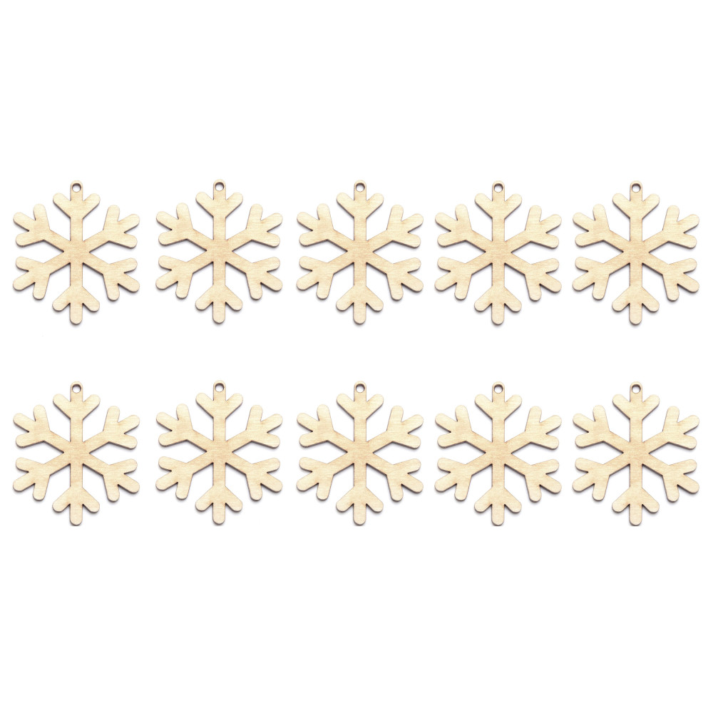 Wooden snowflake decoupage pendant - Simply Crafting - 4 cm, 10 pcs.