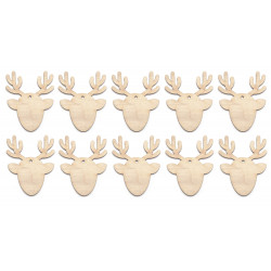 Wooden Rudolph reindeer decoupage pendant - Simply Crafting - 5 cm, 10 pcs.