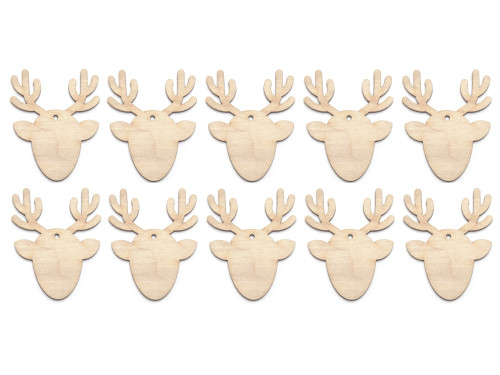 Wooden Rudolph reindeer decoupage pendant - Simply Crafting - 5 cm, 10 pcs.