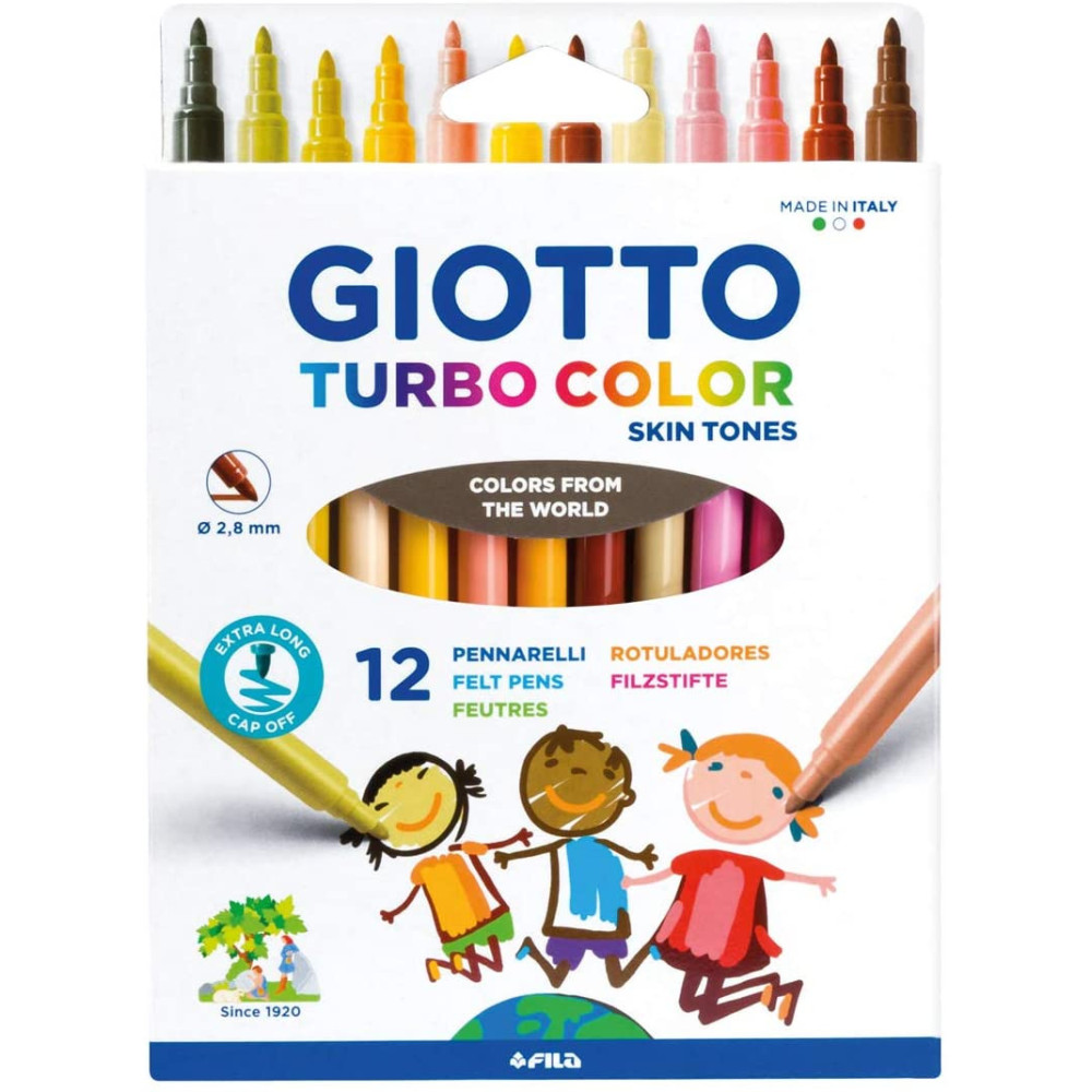 Mazaki dla dzieci Turbo Color - Giotto - odcienie skóry, 12 szt.