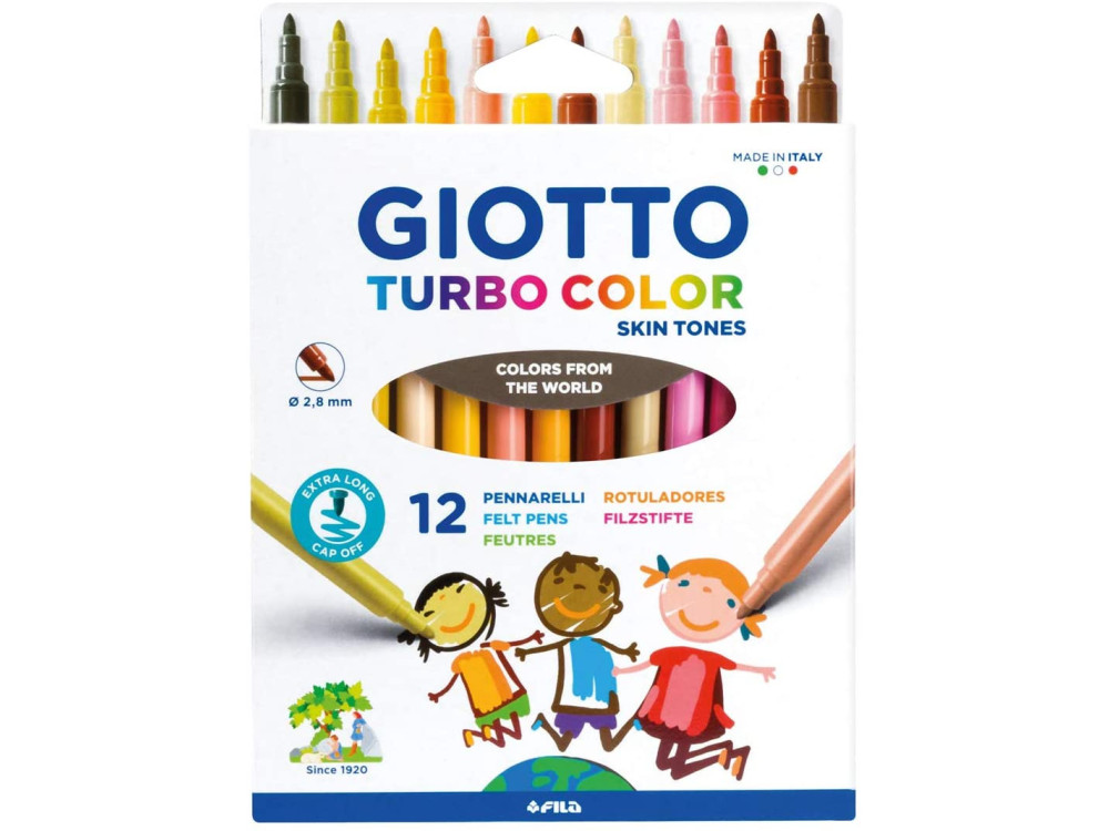 Mazaki dla dzieci Turbo Color - Giotto - odcienie skóry, 12 szt.