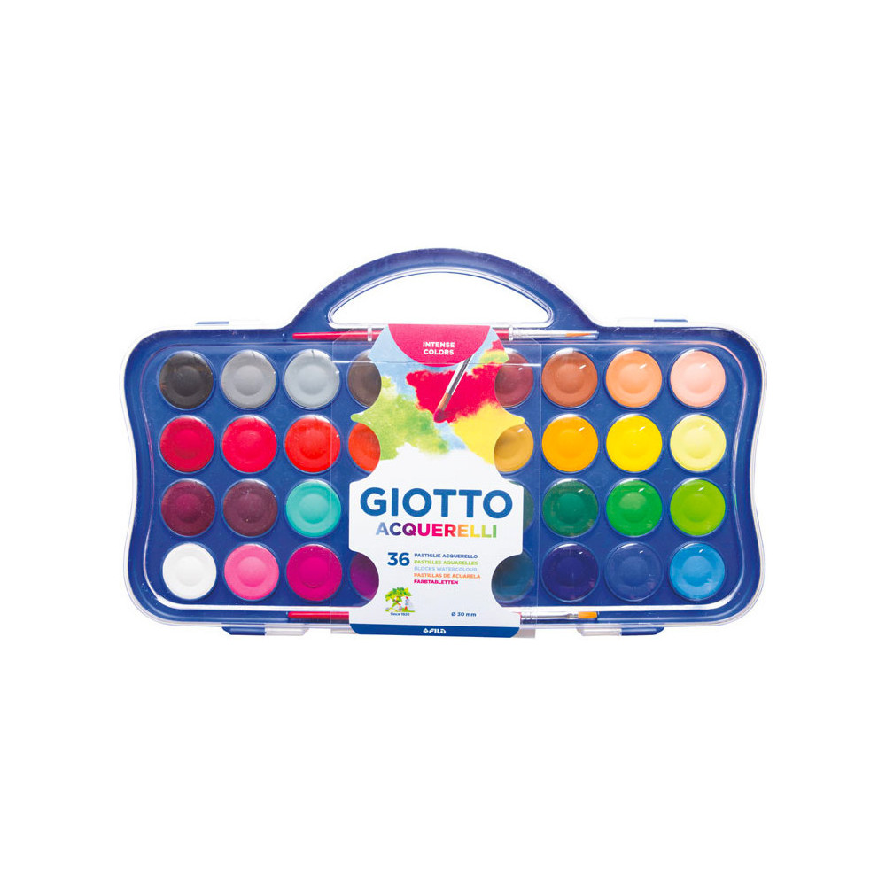 Farby akwarelowe dla dzieci w plastikowym etui - Giotto - 36 kolorów