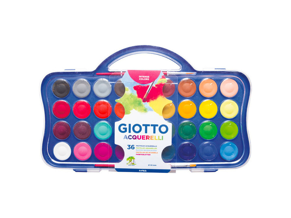 Farby akwarelowe dla dzieci w plastikowym etui - Giotto - 36 kolorów