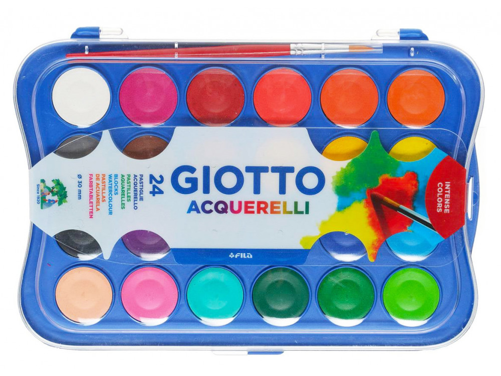 Farby akwarelowe dla dzieci w plastikowym etui - Giotto - 24 kolory
