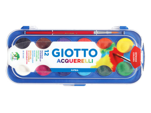 Farby akwarelowe dla dzieci w plastikowym etui - Giotto - 12 kolorów