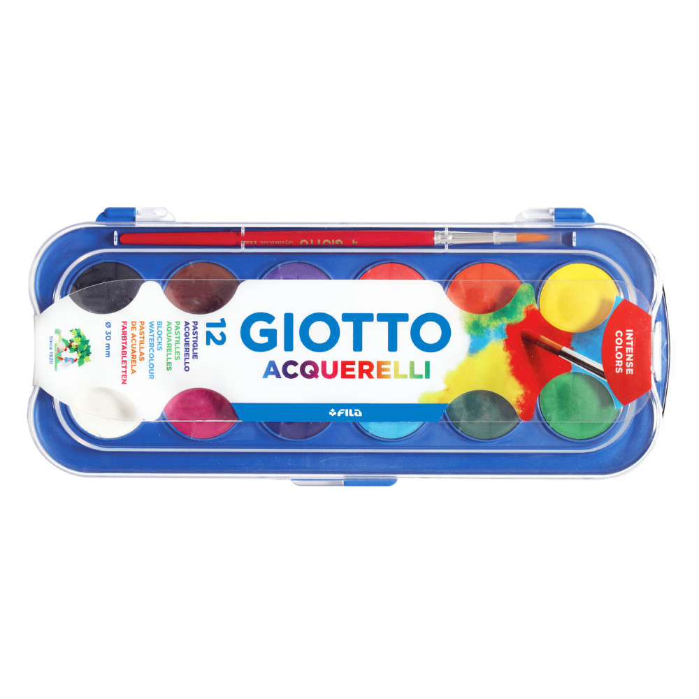 Farby akwarelowe dla dzieci w plastikowym etui - Giotto - 12 kolorów
