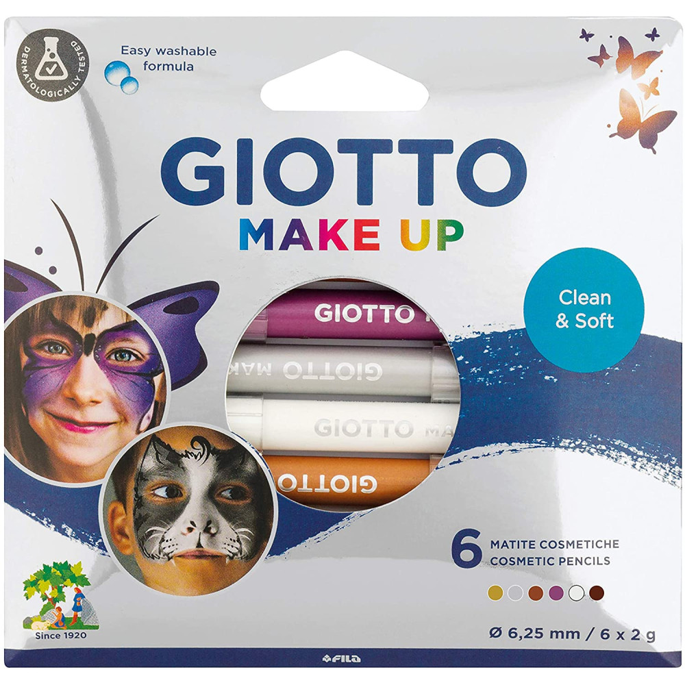 Kredki do malowania twarzy dla dzieci - Giotto - metaliczne, 6 kolorów